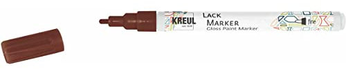 KREUL 47218 - Lackmalstift fine braun, mit Rundspitze Strichstärke 1 - 2 mm, zum Gestalten, Beschriften und Verzieren von kleinen, originellen Geschenken, Karten, uvm.