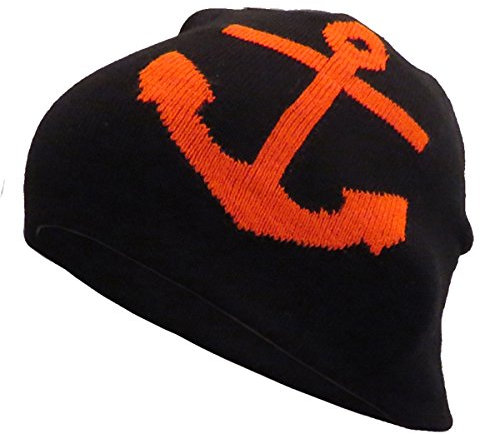 BRUBAKER Beanie Mütze Schwarz mit Anker