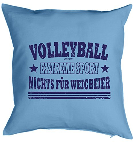 Goodman Design Cooles Kissen Volleyball - Geschenk Sportler : Volleyball Extreme Sport .. - Kissen mit Füllung/hellblau