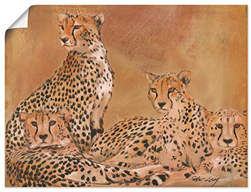 ARTLAND Wanddeko Poster & Kunstdrucke Wandposter Peter Lang Geparden Tiere Wildtiere Raubkatze Malerei Ocker A0XU