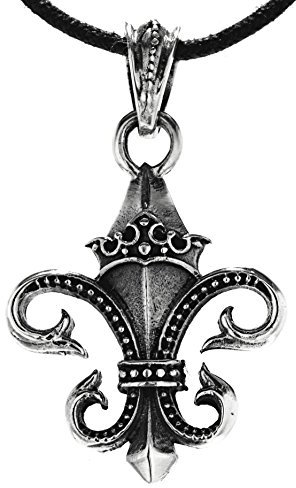 Kiss of Leather Fleur-de-Lis Anhänger aus 925 Sterling Silber mit Kette_50 cm SI. 40A