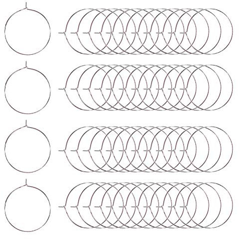 TOAOB 100 Stück 25mm Runde Metall Reifen Ohrringe Selber Machen Set Silber Wein Glas Charme Ringe Ohrring Glasmarkierer für Weinglas Creolen Party DIY Ohrringe Schmuck Zubehör