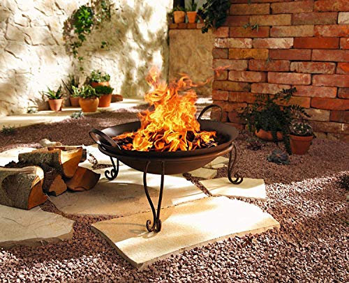 Feuerschale Rostoptik aus Metall, mit Standfuß, Terrassenofen, Feuerstelle