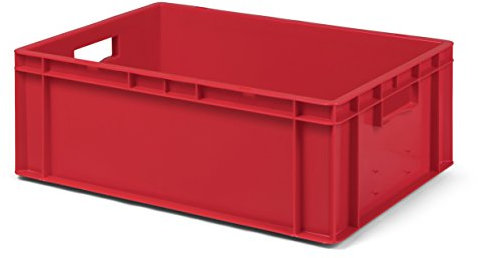 Euro de transport de boîte empilable/réservoirs, rouge, 600 x 400 x 210 mm (L x l x h) ouvertures de murs/sol fermé, avec poignée, qualité alimentaire