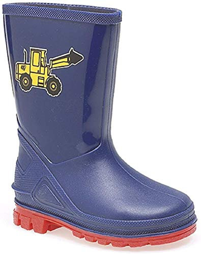 Boys Infant Navy Wellington Boot with Yellow Digger Motif 5 (23)
