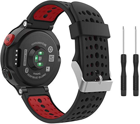 MoKo Bracelet Pour Garmin Forerunner 235/235 Lite/220/230/620/630/735 Smartwatch, Watch Band flexible en silicone avec des outils Montre de Running GPS avec Cardio au Poignet, Noir et Rouge