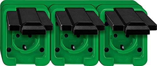 Merten 1325993 229377 SCHUKO-Dreifach-Steckdose, grün, AGRAR
