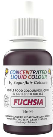 Sugarflair Fuchsia Liquid Food Colouring Droplet For Colouring Royal Icing, Sugarpaste Buttercream, Sugarpaste Also For Painting & Can Be Used With An Airbrush - 14ml