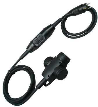 Kopp 142116016 PRCD-S, IP44, 230 VAC, 16 Amp, im robusten Koffer, Vollgummi-Stecker und Kupplung 3-fach mit Deckeln, Leitungslängen: je 150 cm, Leitung: H07RN-F3G 1,5 mm², Schwarz