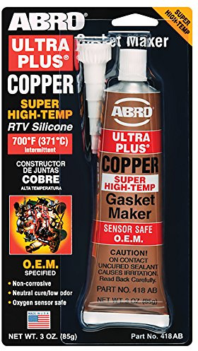 ABRO Ultra Plus 999 RTV Silicone Sealant and Gasket Maker, for Import Engines, Sensor Safe, Non-Corrosive, High Temp Silicone Sealant, 650 Degrees F, 3 oz. Tube - Copper