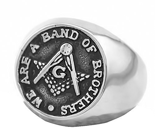 Autiga Freimaurer Ring Herren Edelstahl Tempelritter Ring Masonic Siegelring Silber 64 - Ø 20,57 mm