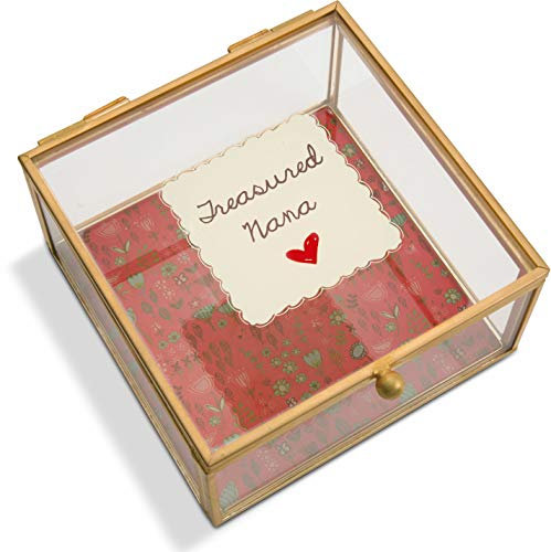 Pavilion Gift company A Mother 's Love – Treasured Nana Floral Glas Jewelry Box, 10,8 cm, Floral, rot