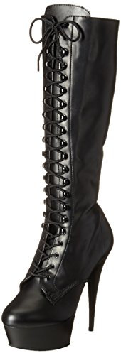 Pleaser Delight-2023, Stivali Donna, Nero Blk STR Faux Leather Blk Matte, 44 EU