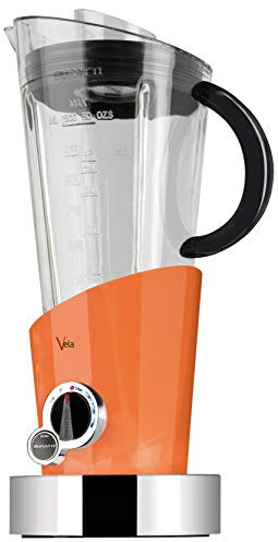 BUGATTI, Vela Evolution, Frullatore Elettrico per Frullati e Smoothie, Funzione Tritaghiaccio Inclusa, 4 velocità, Capacità 1.5 litri, 500 W, Design Innovativo (Arancio)