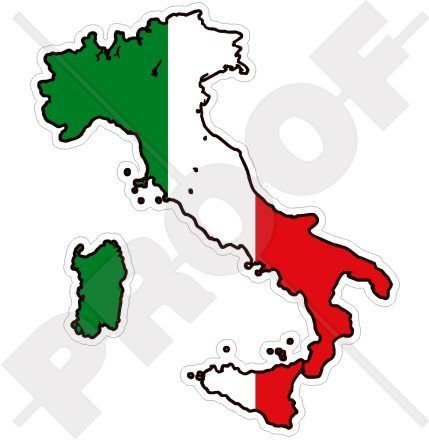 Adesivo in vinile per paraurti, motivo: mappa italiana, 103 mm