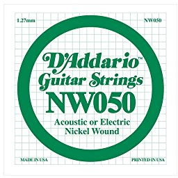 D'Addario NW050 Nickel Wound Electric Guitar Single String, .050