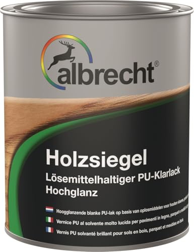 Albrecht Holzsiegel | Farblos Hochglanz 2,5 L | PU‑Alkydharzlack | Strapazierfähige Holzversiegelung | Für Parkett, Möbel & Böden | Innen & Außen