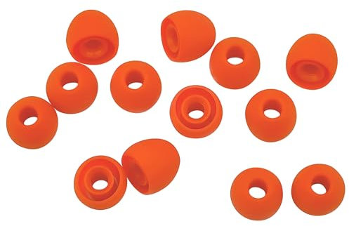 Xcessor Replacement Silicone Earbuds 7 Pairs (Set of 14 Pieces). Compatible With Most In Ear Headphone Brands (Large, Orange)