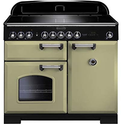 Rangemaster Classic Deluxe CDL100EIOG/C 100cm Electric Range Cooker with Induction Hob - Olive Green