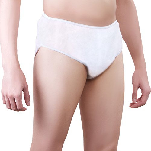One-Wear Slip PolyPro Homme Jetable (Blanc Lot 5) Vêtement Hopital.Slips Jetables Voyages.Slip Jetable d'urgence.sous Vetement Jetable pour Spa Protection Massage Tatoo Epilation