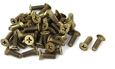 sourcing map 50pcs Vis Tête Fraisée Cruciforme Tête Plate Boulon M4 x 12mm laiton Vis GB819