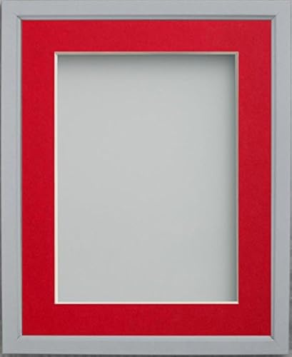 Frame Company Drayton Range 14x11-inch Grey Picture Photo Frame with Red Mount For Image Size A4