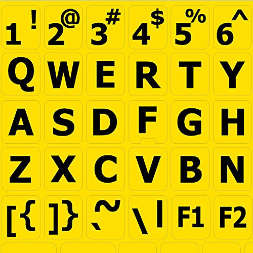English US Large Lettering Keyboard sticker (upper case) sfondo giallo per desktop, laptop e notebook