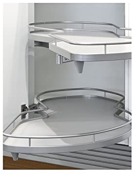 Kesseböhmer LeMans II Schwenkauszug für Eckschrank inkl. 2 Tablare, links ausschwenkbar, Flügelbreite 450mm, Stahl/MDF grau