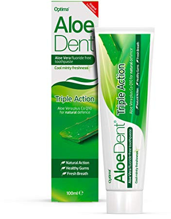 AloeDent Triple Action Aloe Vera Fluoride-frei Zahnpasta, 3er Pack (3 x 100 ml)