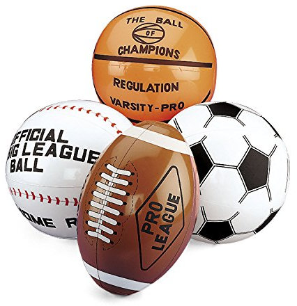 cama24com Aufblasbarer Football Basketball Baseball Fußball 4 Stück groß Wasserball Palandi®