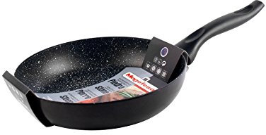 MAGEFESA Piedra Sartén 26, de Acero esmaltado, Antiadherente Multicapa Efecto Piedra, Color Negro Mate Exterior. Apta para Todo Tipo de cocinas, incluida inducción.