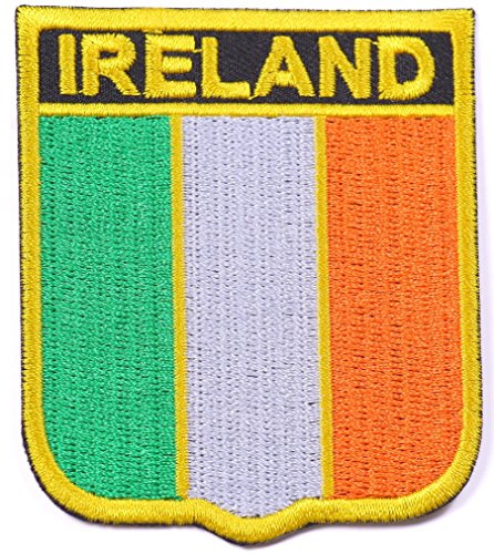 Bügel Aufnäher Flaggen Fahnen Bügelbilder Patch Bügel Applikation Bügel Aufnäher Patches zum aufbügeln Irland Shield 6 x 7 cm