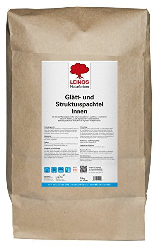 LEINOS Glätt- und Strukturspachtel 684, weiß – Feine Spachtelmasse für Wand & Decke innen, lösemittelfrei, atmungsaktiv, gebrauchsfertig, für Lehmputz, Kalk, Gips, Altanstrich, strukturierbar – 5 kg