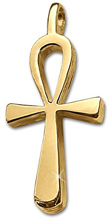 CLEVER SCHMUCK Ankh Anhänger Gold 20 mm klein schlicht 333 Gelbgold 8 Karat im Schmucketui creme