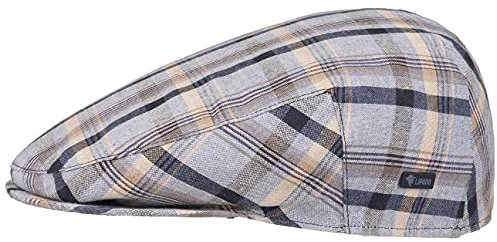 Lipodo Inglese Cotton Flatcap Damen/Herren - Karocap Made in Italy - Schiebermütze mit Karomuster - Sommercap aus 100% Baumwolle - Sportcap Frühjahr/Sommer blau 62 cm