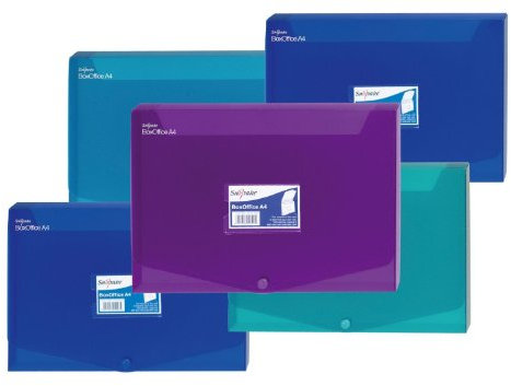 Snopake A4 25 mm BoxOffice – Electra Assorted [Pack of 5] Polypropylene Storage Box with Business Card Holder [13806]