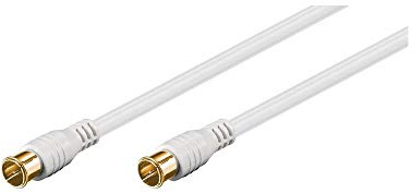 goobay 62744 Antennenkabel 2,5m / 2x F Stecker Quick/SAT Kabel 80 dB Koaxialkabel Satellitenkabel / 2fach geschirmt TV Kabel Fernsehkabel/Weiß / 2,5m
