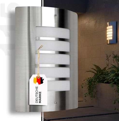 max K O M F O R T Aussenleuchte Aussenlampe Wandleuchte E27 Sockel Wandlampe Edelstahl E27 115A