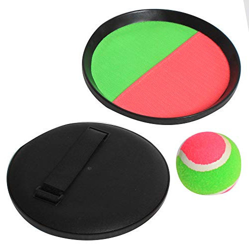 Blue Sky - Set de 2 Raquetas de Playa Catch Ball - Catch Ball - Juego de Raqueta - 040716A - Verde - Velcro - 18,5 cm x 18,5 cm - Juguete Niño Adulto - Juego al Aire Libre - A Partir de 3 años