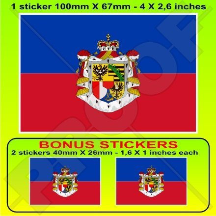 Liechtenstein State Flagge 10,2 cm (100 mm) Vinyl Bumper Aufkleber, Aufkleber X1 + 2 Bonus