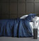 Einfarbiges Bettwäsche-Set aus ägyptischer Baumwolle, luxuriöse Bettwäsche, hohe Fadenzahl, langstapelig, Satin-Gewebe, seidig weich, atmungsaktiv, Pima-Qualität, King-Size-Bett, Marineblau