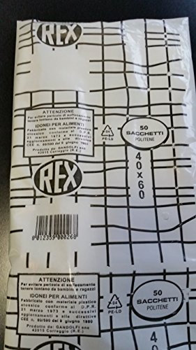 100 Sacchetti Politene Rex Cm 40x60, Ideali Per Alimenti E Articoli Generici, Trasparenti E Pratici