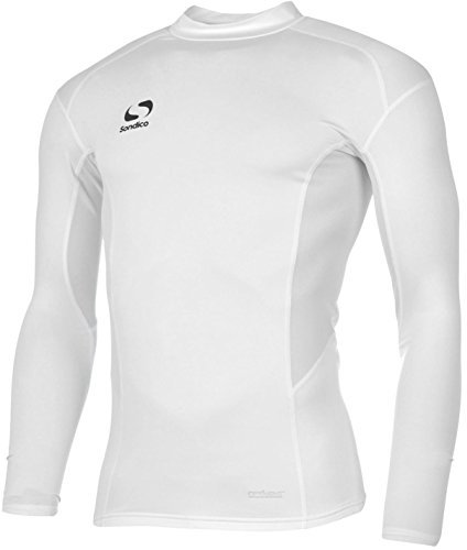 Sondico Mens Base Layer Mock Top Long Sleeve Compression Fit Sports Sweatshirt White XXXL