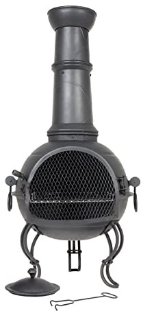 MURCIA LARGE STEEL CHIMENEA WITH GRILL