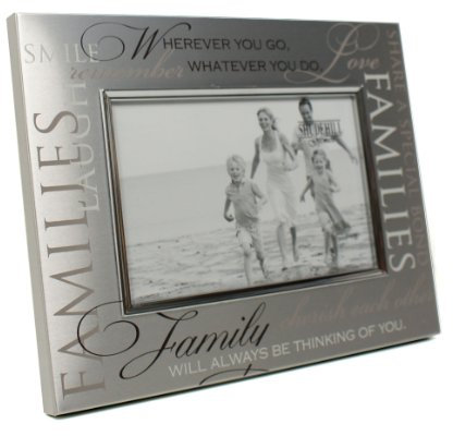 Family Photograph Frame Brush Steel Effect with printed sentiments