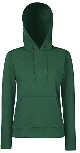 Fruit of the Loom 62038 Women’s Ladies’ Lady Fit Hooded Sweatshirt, Womens, Hoodie, Fruit Of The Loom - Lady-fit Hooded Sweat, bottle green, Small