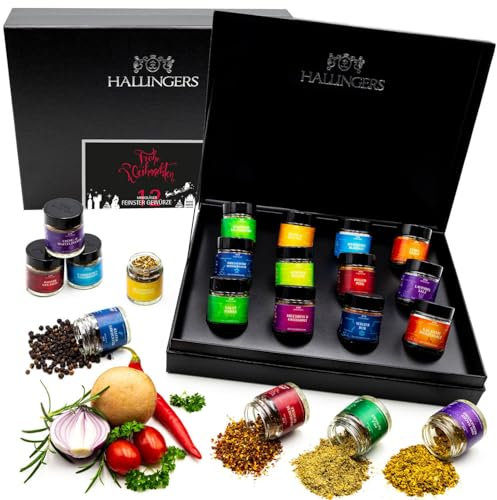 Hallingers Frohe Weihnachten - Gewürze Weihnachten Geschenkset handmade, 12 Gewürze (Set) - Geschenk im Sommer & als perfektes Grillgeschenk | Neues Zuhause Glückwünsche Freundschaft Genesung