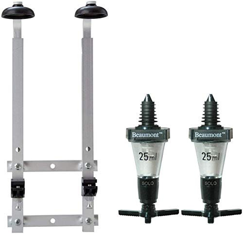 Bar Essentials Wall Fixing Bottle Bracket & 2 x 25ml Optic Set, Silver, L