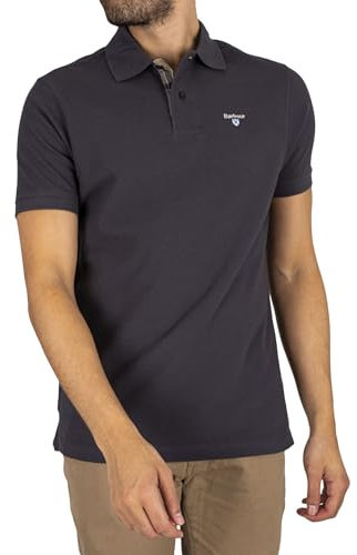 Men's Barbour Tartan Pique Polo Shirt - Navy