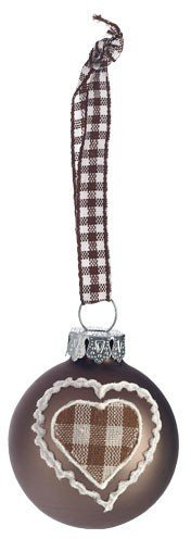 Weihnachtskugeln Kugeln Glaskugeln Christbaumkugeln Dekorationskugeln Weihnachtskugeln Farbe: Braun/Silber mit Stoffherz 12 Stück 40 mm NEU! Kugel für den Weihnachtsbaum mit Stoffband zum Aufhängen.